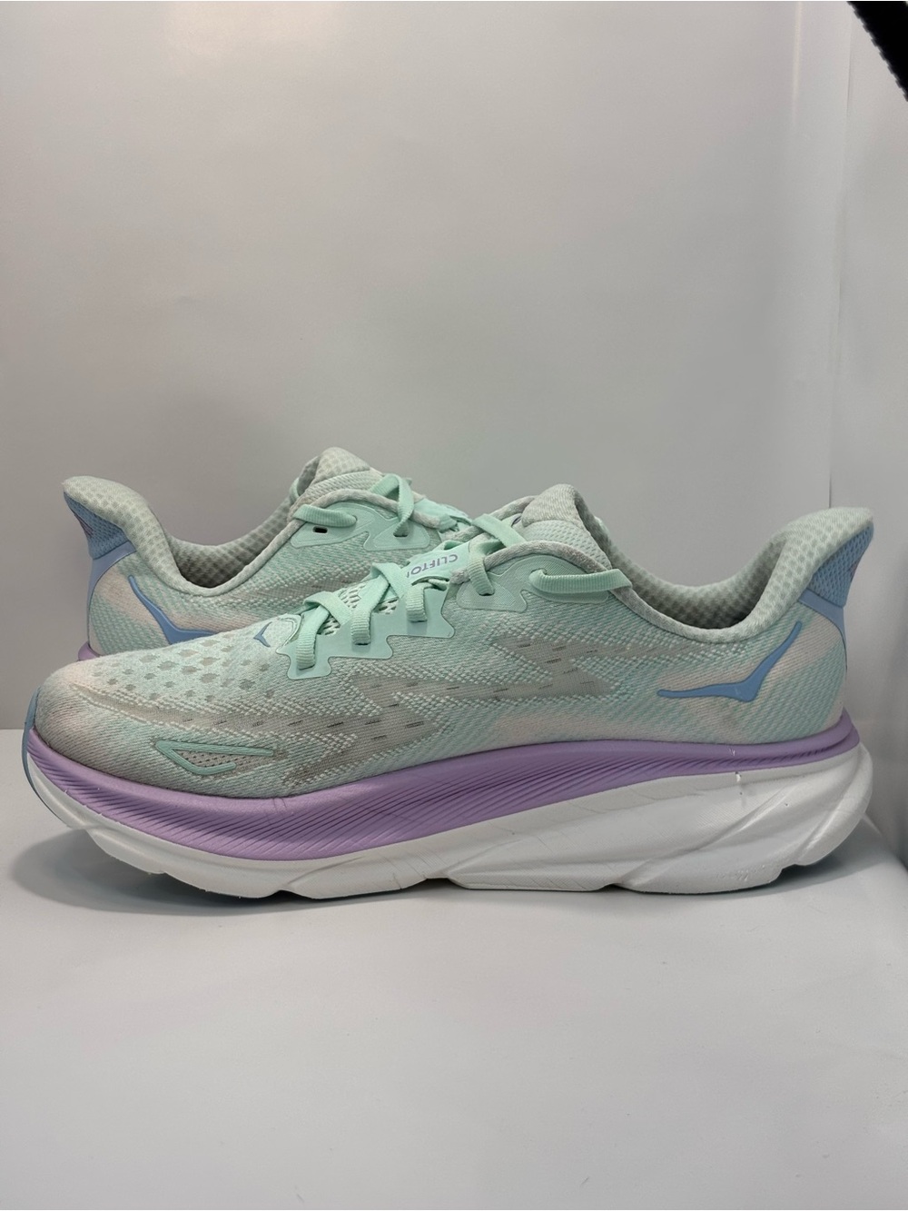 Hoka Clifton 9 Women's Size 10B Running Shoes Mint Green/Purple/White Sneakers - Picture 11 of 16